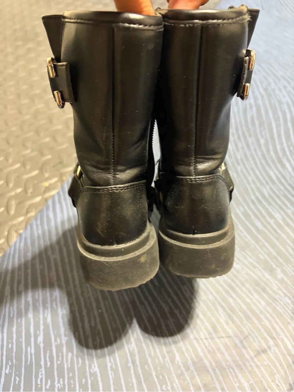 GAP Black kids Buckle Strap Moto Combat Boots